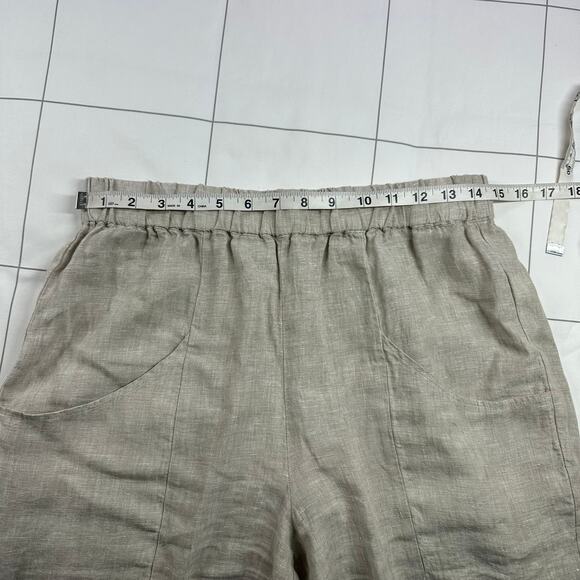 Quince Pants Womens Medium Flax Cream 100% European Linen Tapered Ankle Relaxed - Picture 7 of 12